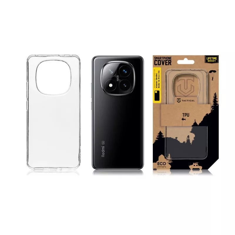 Tactical nugarėlės dangtelis TPU, skirtas Xiaomi Redmi Note 14 Pro+ 5G, permatomas