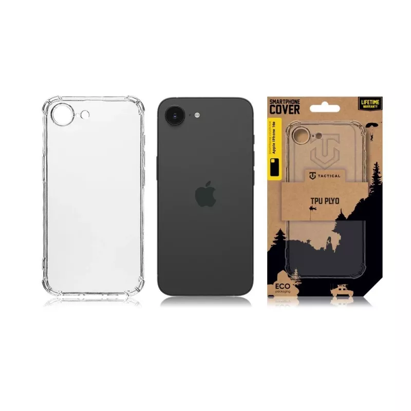 Tactical nugarėlės dangtelis TPU Plyo, skirtas iPhone 16e/17e, permatomas