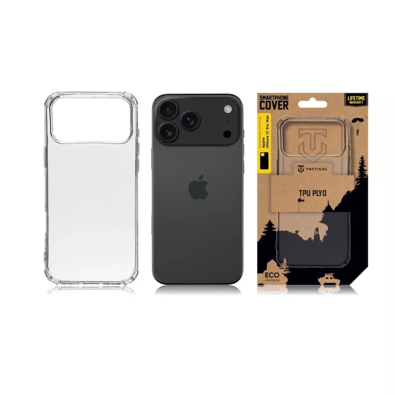 Tactical nugarėlės dangtelis TPU Plyo, skirtas Apple iPhone 17 Pro Max, permatomas
