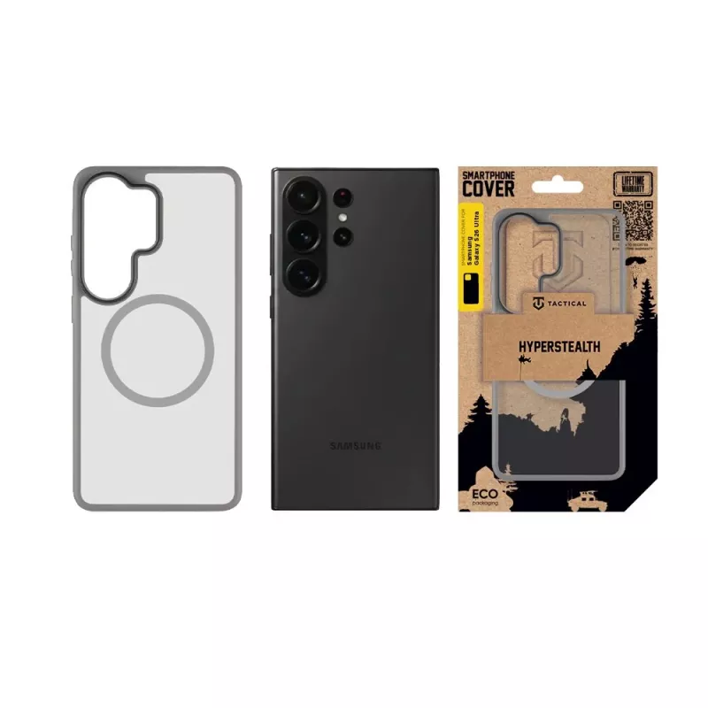 Tactical nugarėlės dangtelis MagForce Hyperstealth Galaxy S26 Ultra, šviesiai pilkas