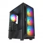 Rampage SHIVA Mid Tower PC Case with Tempered Glass Window and 4x 120mm Rainbow RGB Fans, Black