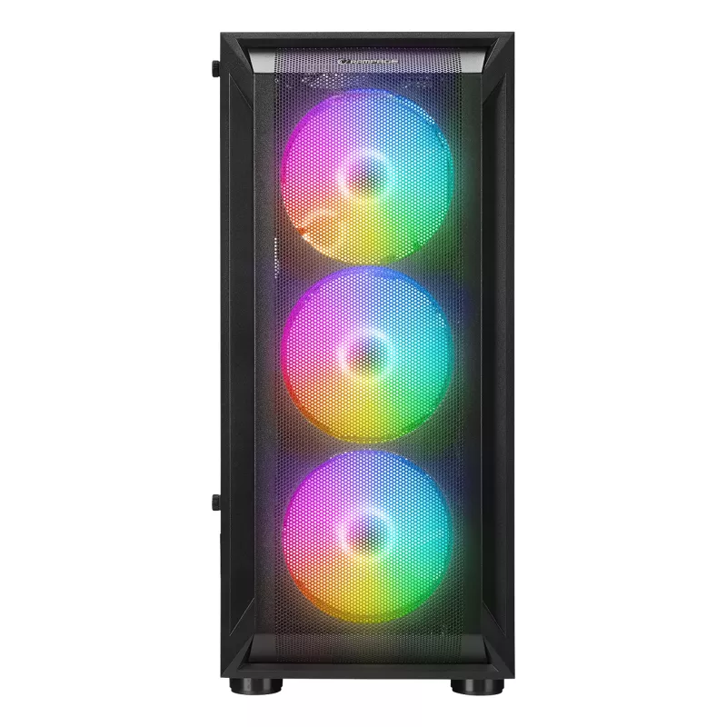 Rampage SHIVA Mid Tower PC Case with Tempered Glass Window and 4x 120mm Rainbow RGB Fans, Black