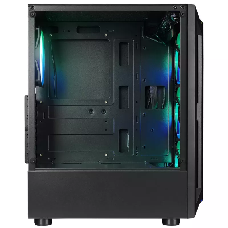 Rampage SHIVA Mid Tower PC Case with Tempered Glass Window and 4x 120mm Rainbow RGB Fans, Black