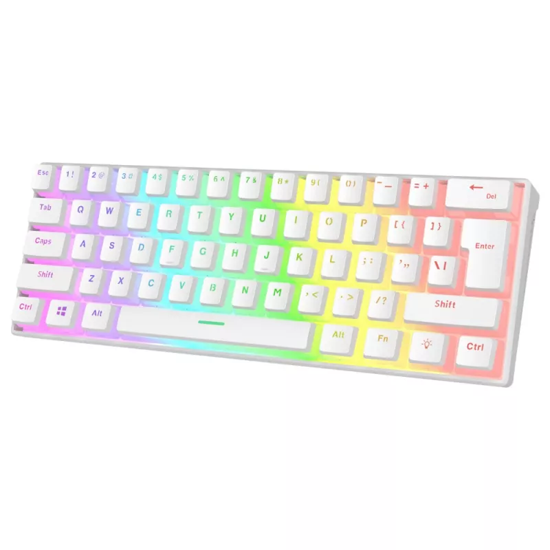 Rampage Radiant K11 60% mechaninė žaidimų klaviatūra, balta, Blue jungikliai, RGB
