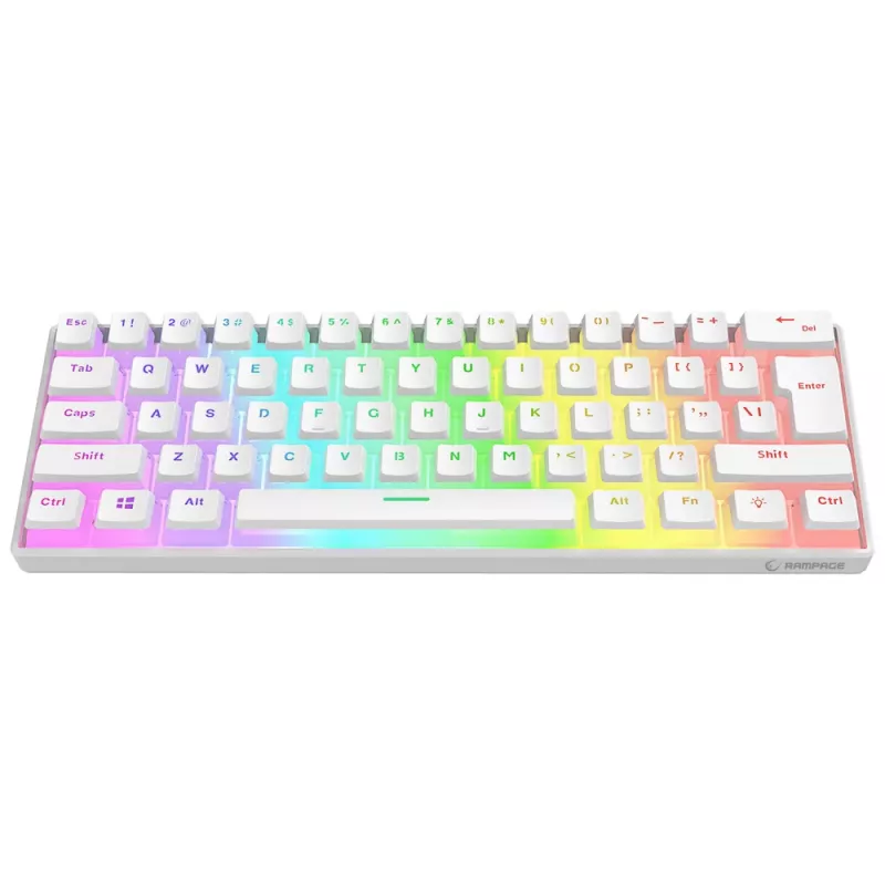 Rampage Radiant K11 60% mechaninė žaidimų klaviatūra, balta, Blue jungikliai, RGB