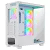 Rampage Hydra V1 Mid-Tower PC Case, White, 4x 120mm ARGB Fans, USB-C/USB-A, ARGB Hub, Tempered Glass