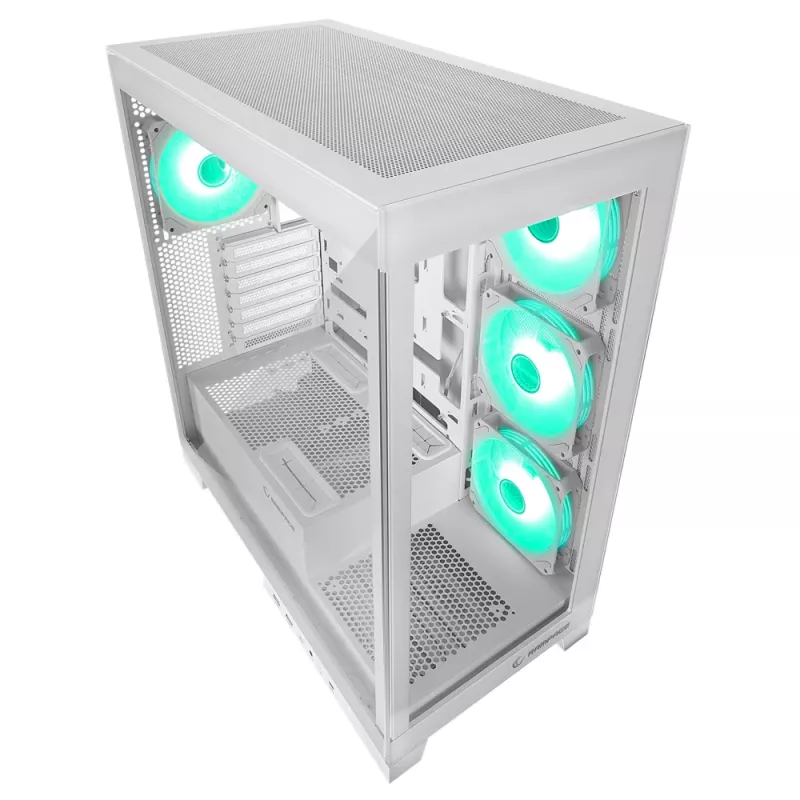 Rampage Hydra V2 Mid Tower PC Case White with 4x 120mm ARGB Fans and Tempered Glass