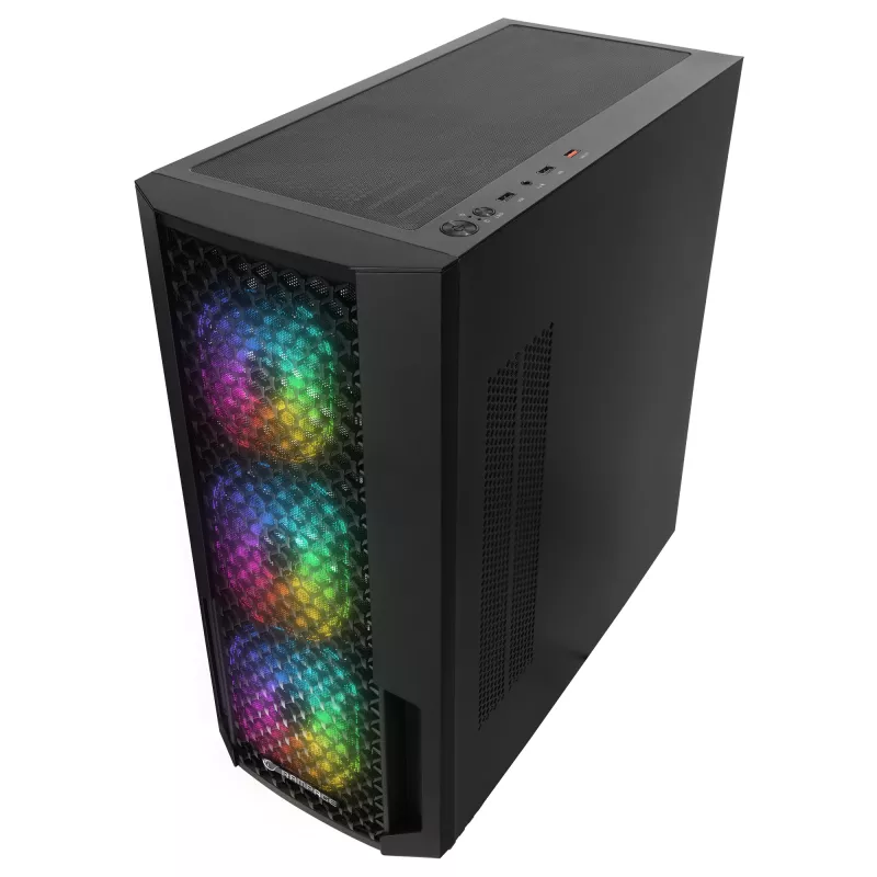 Rampage Shelob Mid Tower PC Case, 4x ARGB Fans, Tempered Glass, Black