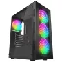 Rampage PLAID V1 Mid Tower PC Case with Tempered Glass Window, 4x 120mm RGB Fans, Black