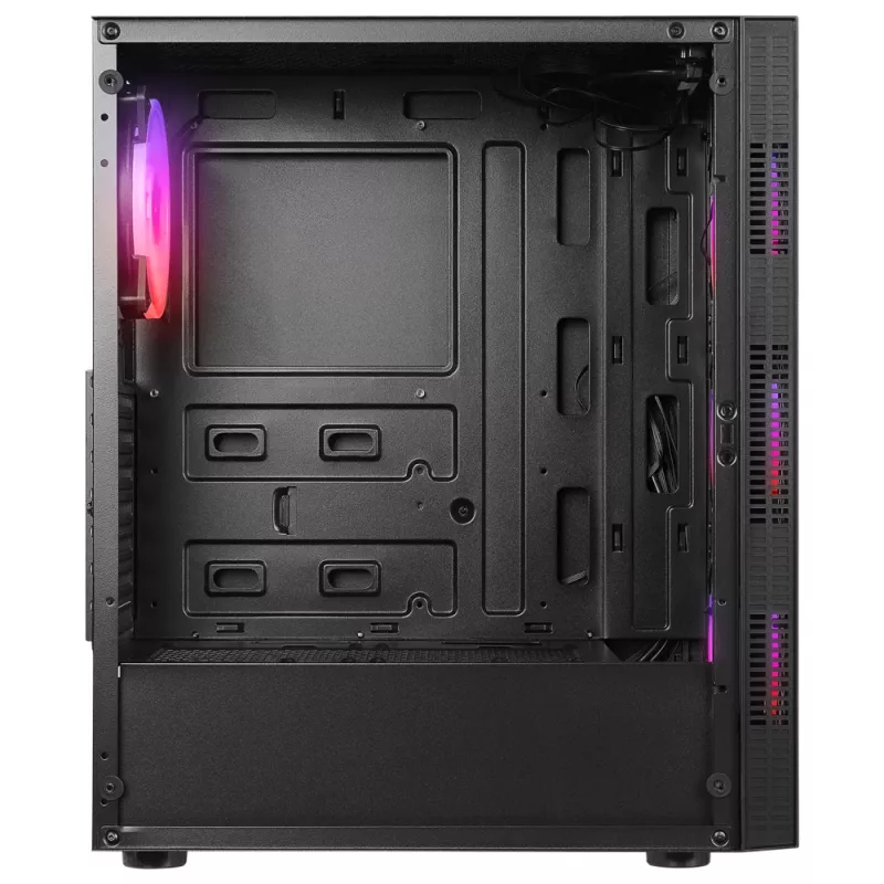 Rampage PLAID V1 Mid Tower PC Case with Tempered Glass Window, 4x 120mm RGB Fans, Black