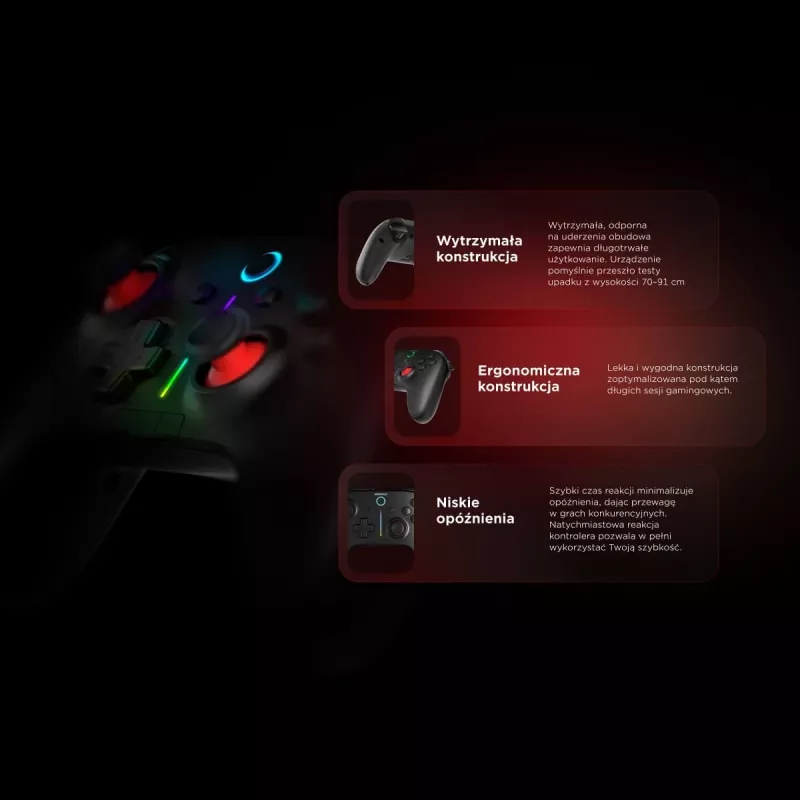 Rampage Hydra Pro Pad Wireless RGB 2.4G Hall Effect Controller with Magnetic Triggers, Black