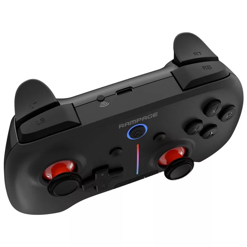 Rampage Hydra Pro Pad Wireless RGB 2.4G Hall Effect Controller with Magnetic Triggers, Black
