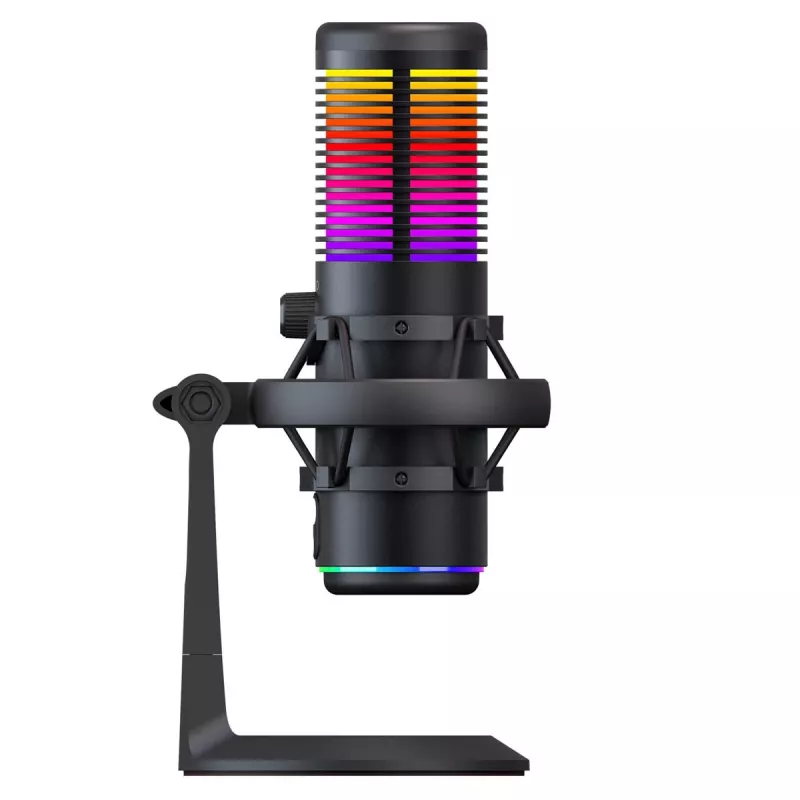 Rampage Bemol RGB USB-C stalinis mikrofonas su amortizuojančiu laikikliu, juodas