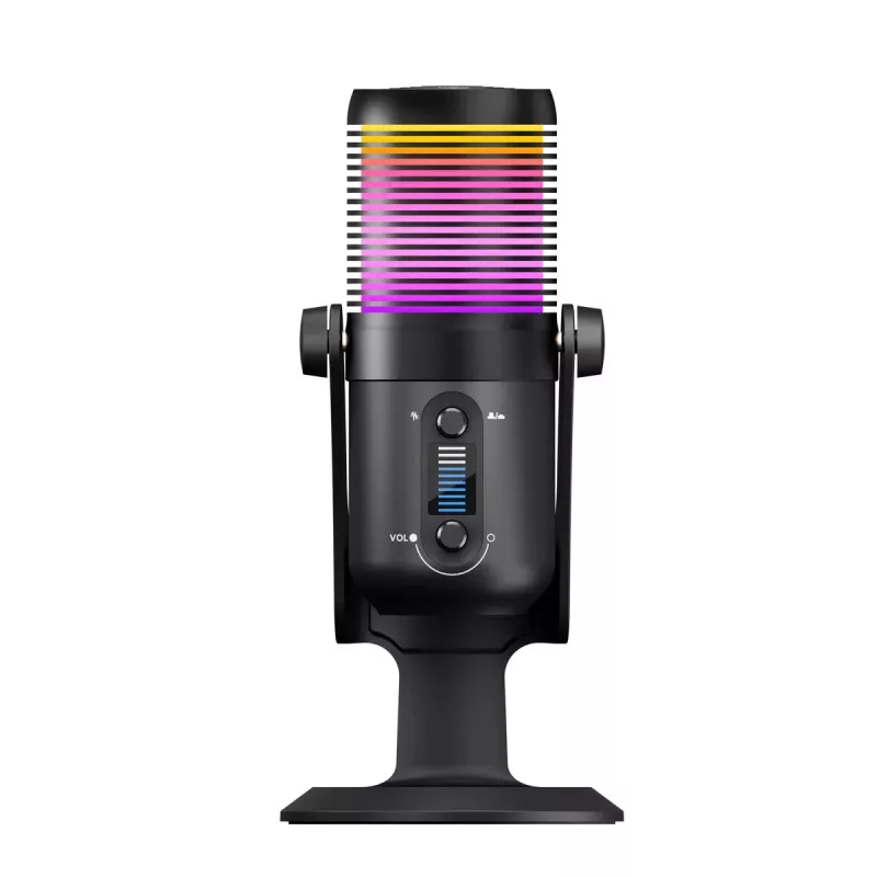 Rampage Diyez RGB USB-C stalinis mikrofonas su garso lygio indikatoriumi, juodas
