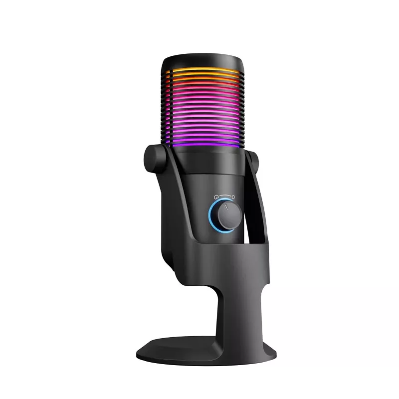Rampage Diyez RGB USB-C stalinis mikrofonas su garso lygio indikatoriumi, juodas