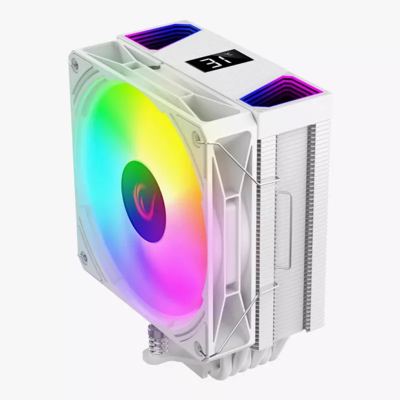 Rampage Octagon C70 CPU aušintuvas su LCD, 120 mm ARGB ventiliatoriumi, AM5/LGA1700, baltas