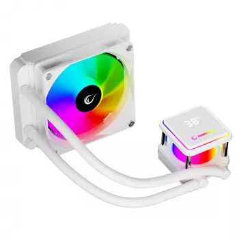 Rampage INFINITE V120 All-in-One Liquid CPU Cooler 120mm ARGB, Temperature Display, White