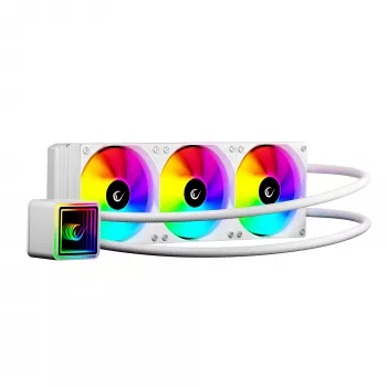 Rampage INFINITE V360 All-in-One Liquid CPU Cooler 360mm ARGB, Temperature Display, White