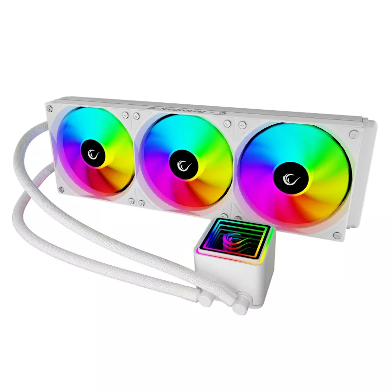 Rampage INFINITE V360 All-in-One Liquid CPU Cooler 360mm ARGB, Temperature Display, White