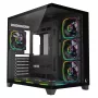RAMPAGE SEALITE-BLACK Mid-Tower PC Case su grūdintu stiklu, 7x ARGB PWM ventiliatoriai, juoda