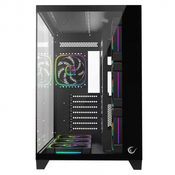 RAMPAGE SEALITE-BLACK Mid-Tower PC Case su grūdintu stiklu, 7x ARGB PWM ventiliatoriai, juoda