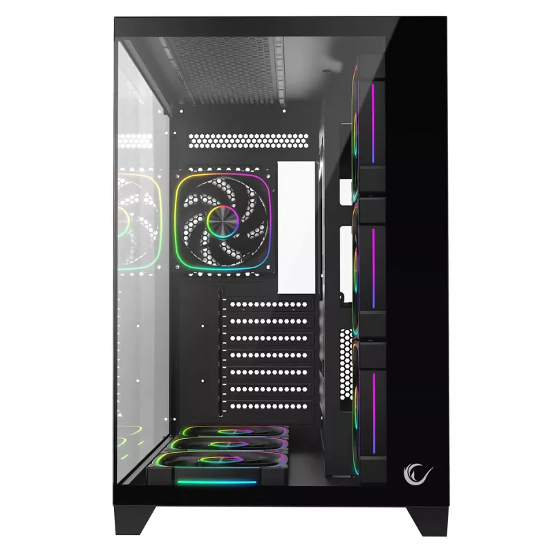 RAMPAGE SEALITE-BLACK Mid-Tower PC Case su grūdintu stiklu, 7x ARGB PWM ventiliatoriai, juoda