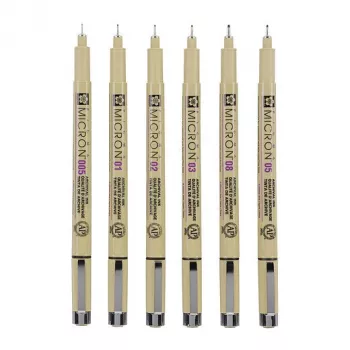 Sakura Pigma Micron Fineliner rašiklių rinkinys 6 vnt. juodi
