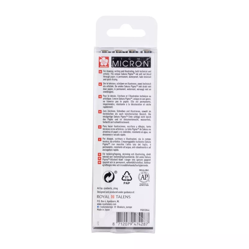 Sakura Pigma Micron Fineliner Pen Set Cool Gray 4-Piece