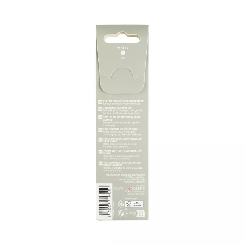 Sakura Gelly Roll Retractable Classic Gel Pen Transparent 0.45 mm White Ink