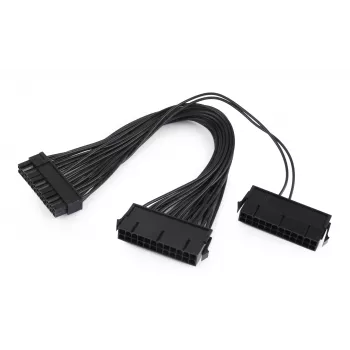 GEMBIRD CC-PSU24-01 24 kontaktų ATX maitinimo ilginimo laidas, kištukas-lizdas, 30 cm, juodas