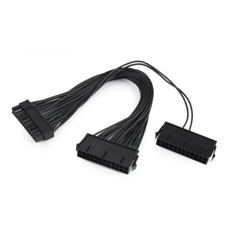 GEMBIRD CC-PSU24-01 24 kontaktų ATX maitinimo ilginimo laidas, kištukas-lizdas, 30 cm, juodas