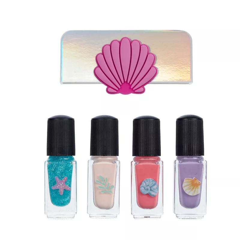 Souza! Mermaid Nail Polish Set for Children - 4 Water-Based Peel-Off Nail Polishes (Pink, Purple, Blue, Glitter)