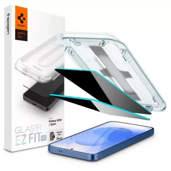 Privatumo grūdintas stiklas Spigen Glas.TR EZFIT HD Privacy, skirtas Samsung Galaxy S24+, 2 vnt.