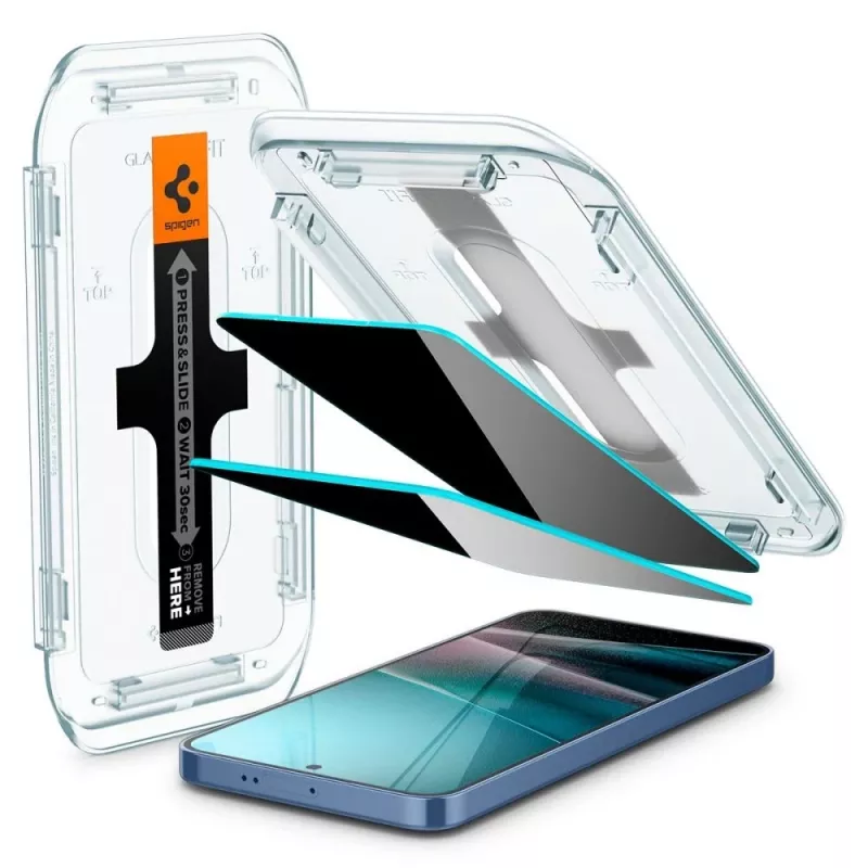 Privatumo grūdintas stiklas Spigen Glas.TR EZFIT HD Privacy, skirtas Samsung Galaxy S24+, 2 vnt.