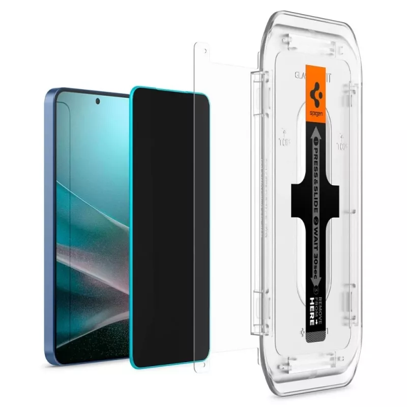 Privatumo grūdintas stiklas Spigen Glas.TR EZFIT HD Privacy, skirtas Samsung Galaxy S24+, 2 vnt.