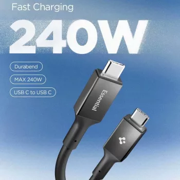 SPIGEN EB24012CC Essential USB-C to USB-C laidas 240W 120cm Juodas