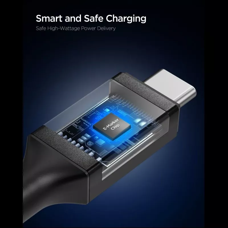 SPIGEN EB24012CC Essential USB-C to USB-C laidas 240W 120cm Juodas