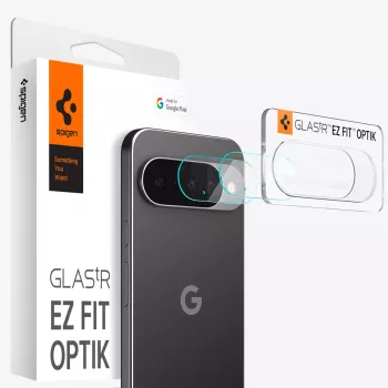 Spigen Optik Glas.tR fotoaparato objektyvo apsauginis stikliukas, skirtas Google Pixel 10 Pro XL, permatomas, 2 vnt. pakuotė