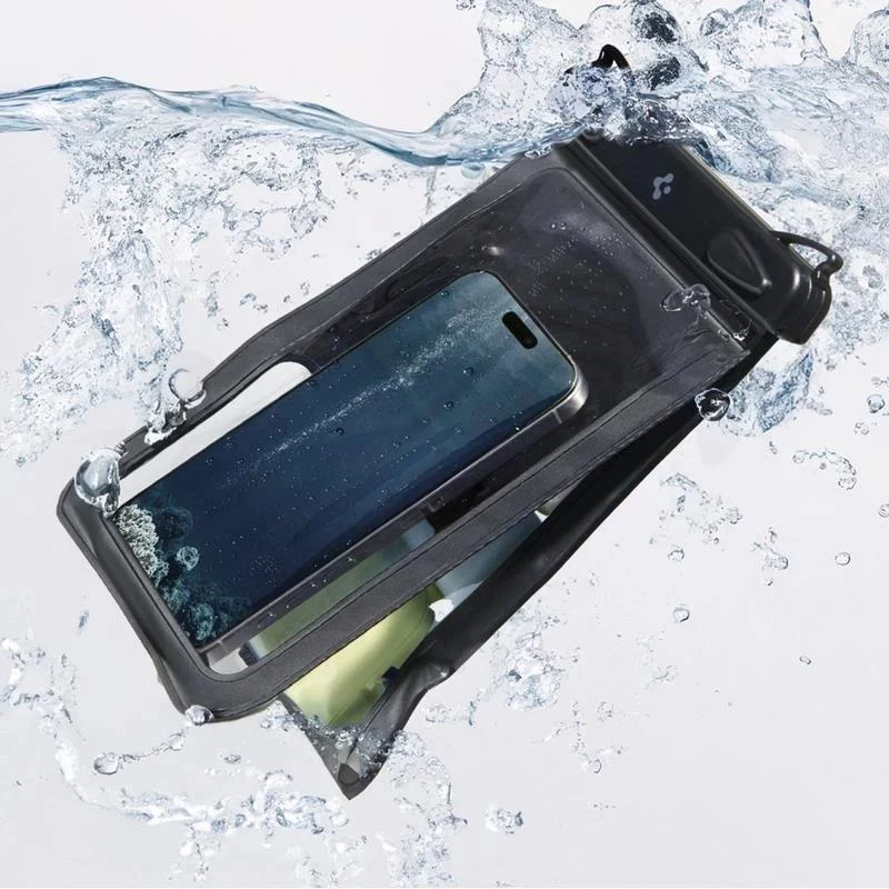 Spigen A603 universalus vandeniui atsparus dėklas, juodas