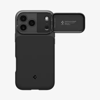 SPIGEN Optik Armor Mag MagSafe Dėklas, skirtas Apple iPhone 18 Pro Max, Juodas