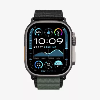 Spigen Rugged Armor Pro WBF1 dirželis Apple Watch 44/45/46/49mm juodas/žalias