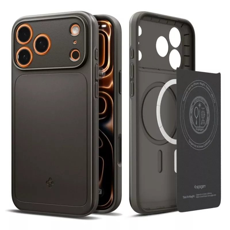 Spigen Thin Fit Mag MagSafe Dėklas, skirtas iPhone 17 Pro Max (Gunmetal)