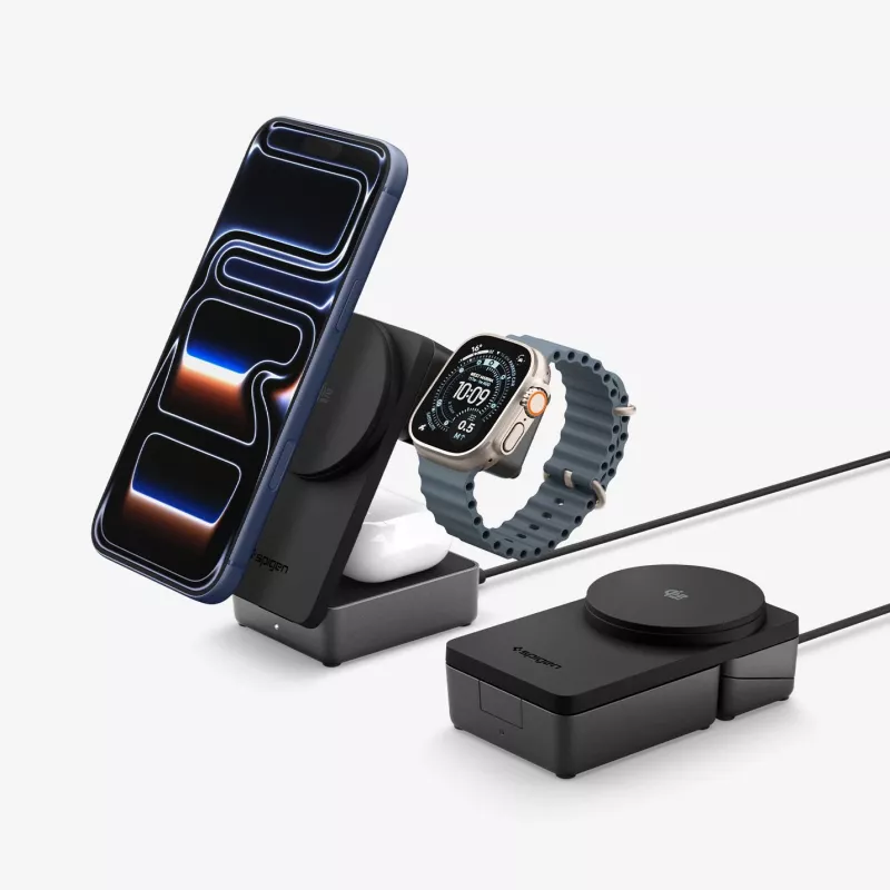 SPIGEN EF323MQ Essential 3-in-1 Magnetic MagSafe Wireless Charger 25W Qi2 Black