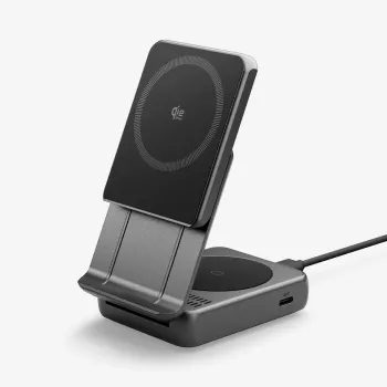 Spigen Essential Qi2 2-in-1 Wireless Charging Stand 25W MagSafe Black