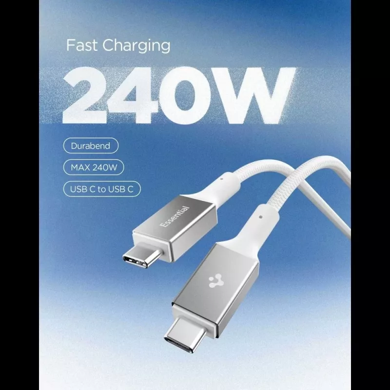 SPIGEN EB24015CC Essential Type-C laidas 240W 150cm Baltas