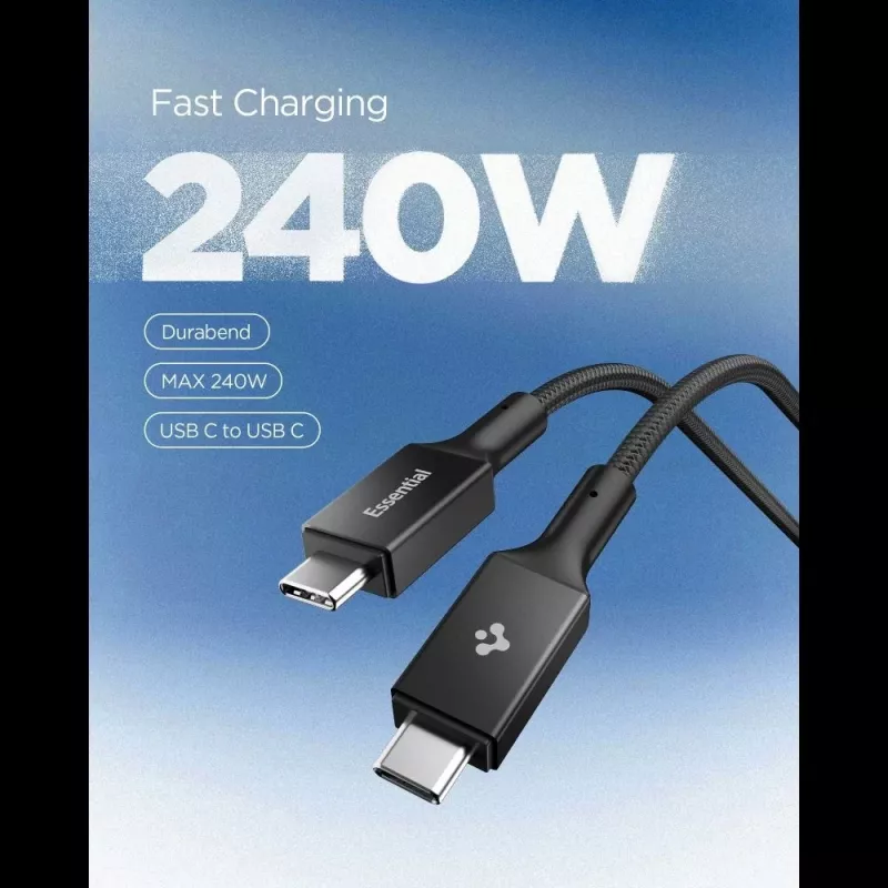 SPIGEN EB24015CC Essential USB-C to USB-C laidas 240W 150cm juodas