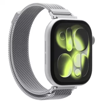 Spigen WBM4 nerūdijančio plieno apyrankė, skirta Apple Watch 8/9/10/11/SE (40/41/42 mm), sidabrinė
