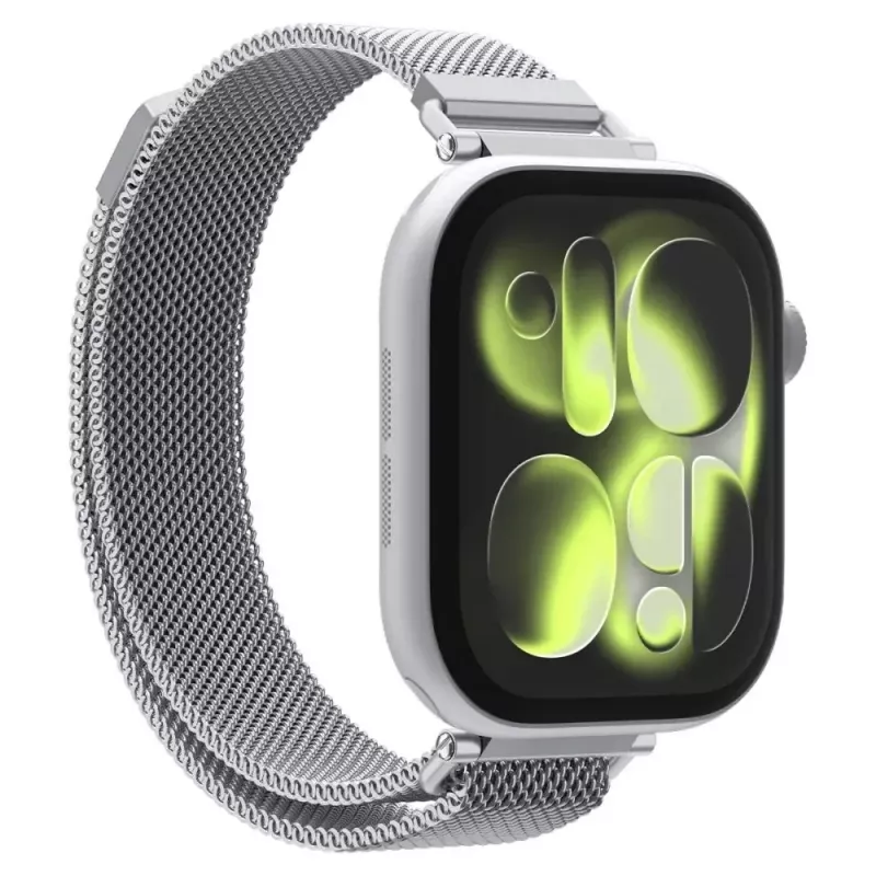 Spigen WBM4 nerūdijančio plieno apyrankė, skirta Apple Watch 8/9/10/11/SE (40/41/42 mm), sidabrinė