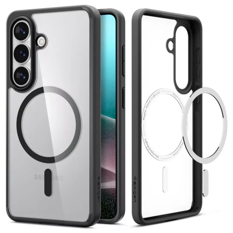 Spigen Ultra Hybrid Mag MagSafe dėklas, skirtas Samsung Galaxy S26+, permatomas/juodas