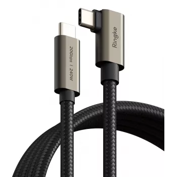 RINGKE USB 3.2 Gen 2x2 Type-C 90 Degree Cable PD 240W 200cm Black